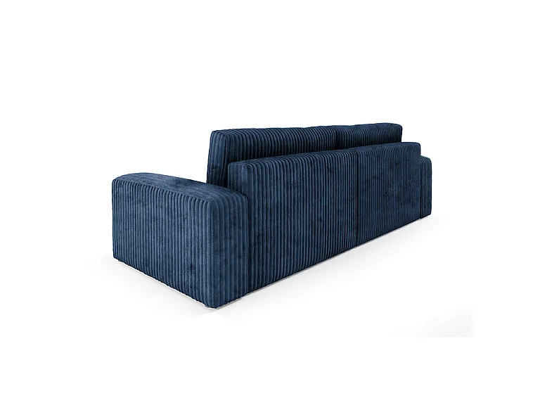 Canapé convertible 3 places avec coffre et accoudoirs Angela Bleu marine