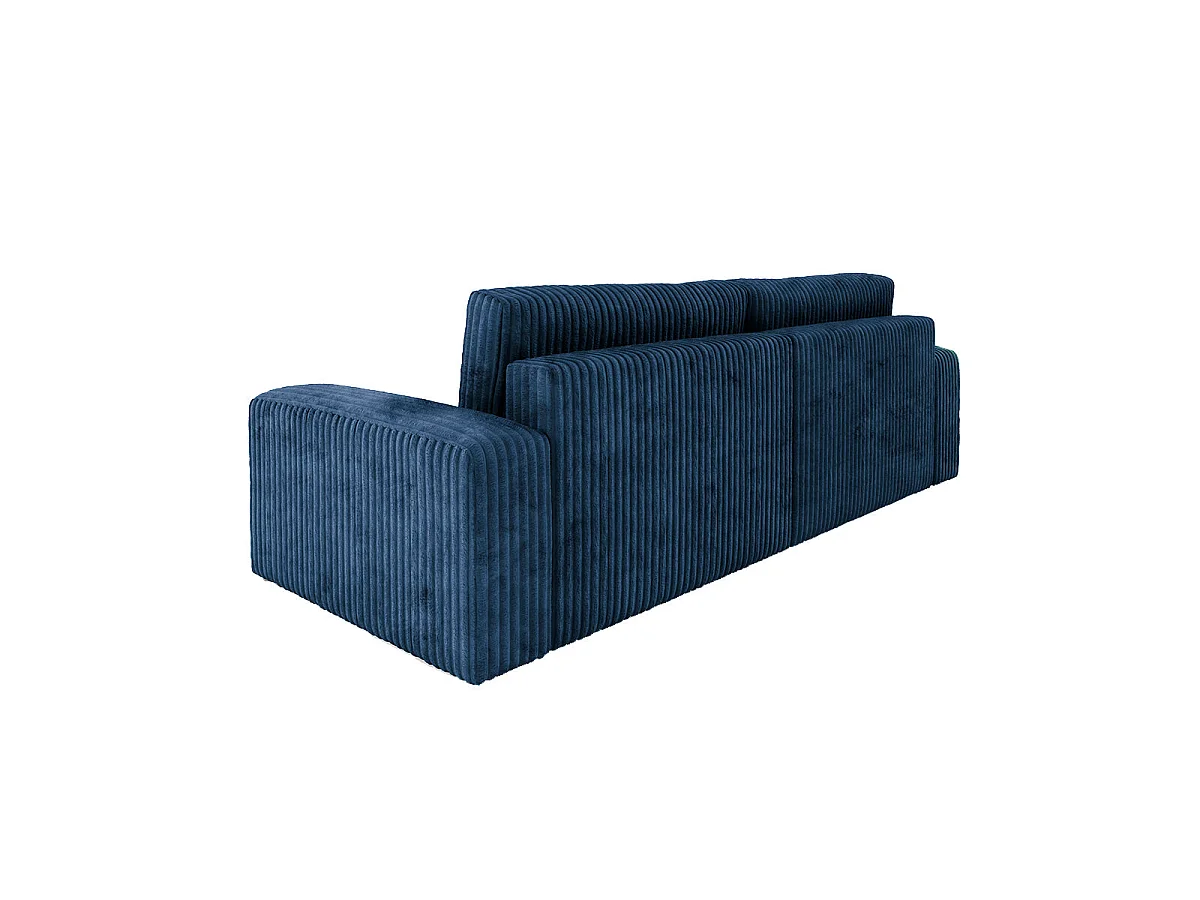 Canapé convertible 3 places avec coffre en tissu bleu marine ANGELA