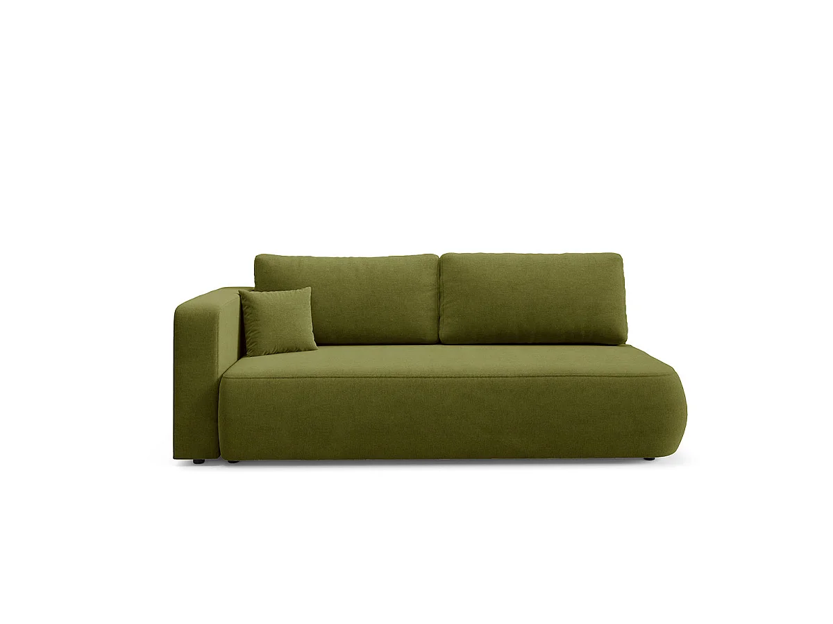 Canapé convertible 3 places réversible avec coffre en tissu vert ANTONIO
