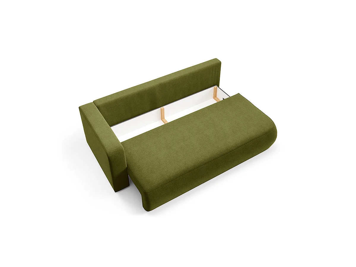 Canapé convertible 3 places réversible avec coffre en tissu vert ANTONIO