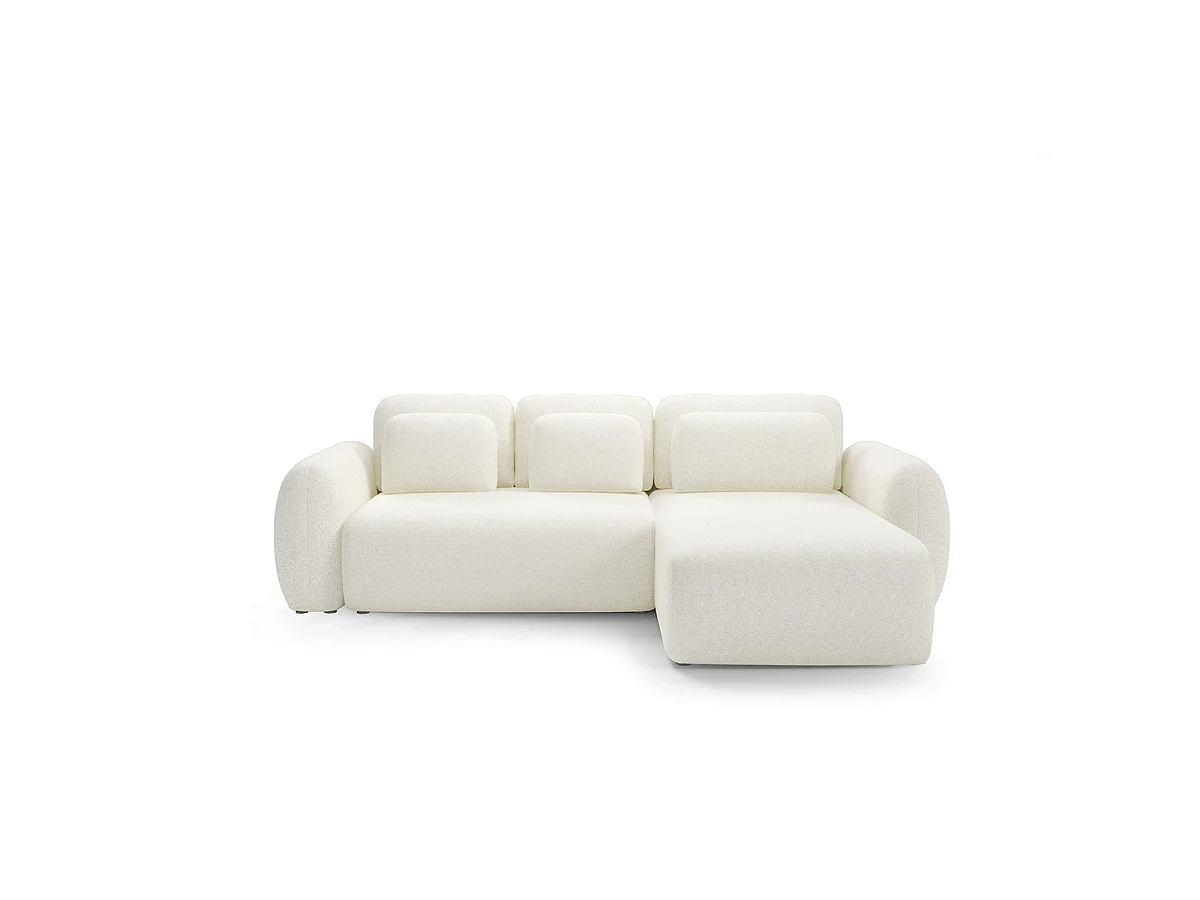 Canapé d'angle réversible et convertible 3 places avec coffre Carmela Blanc