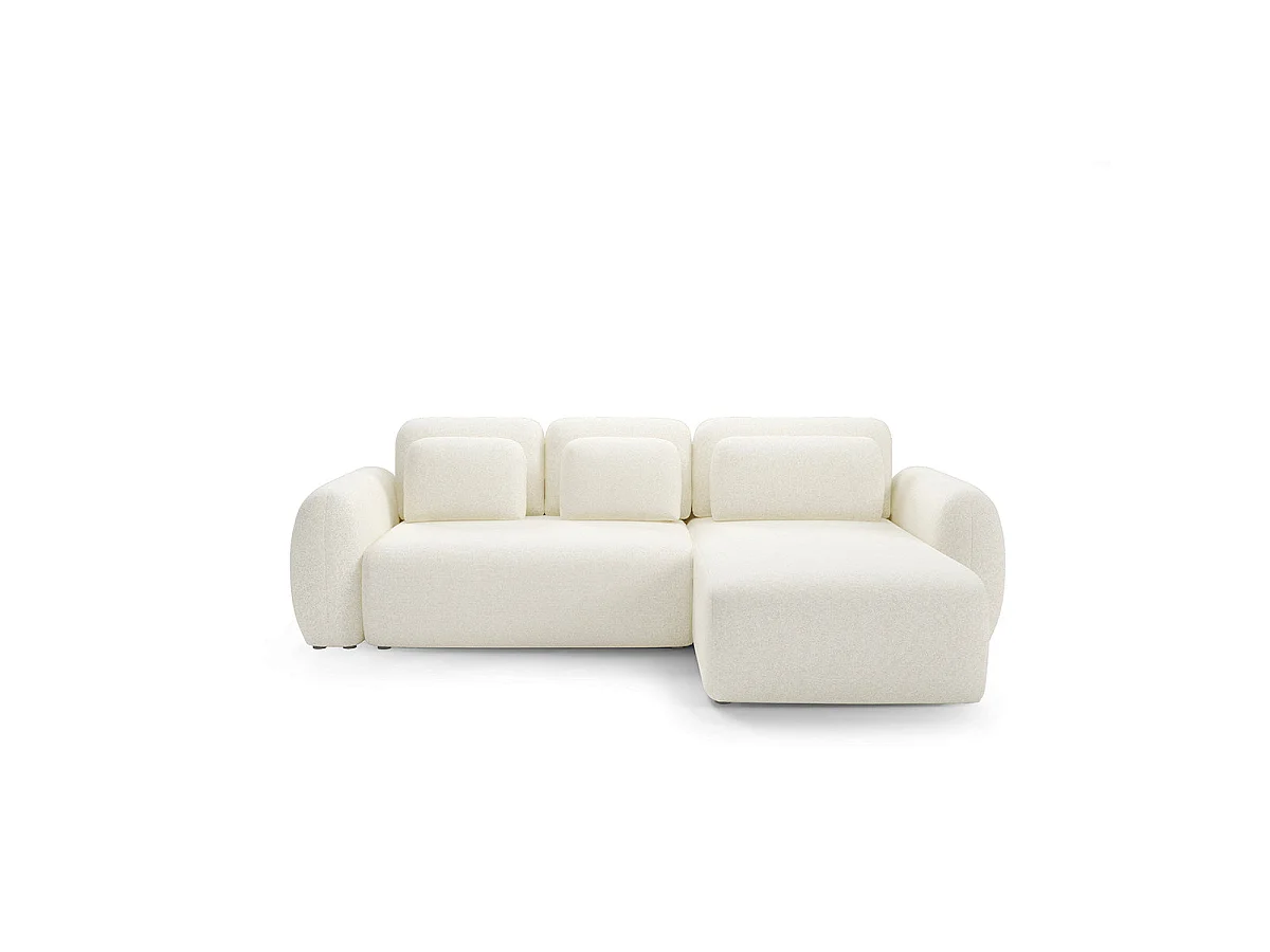 Canapé d'angle convertible 3 places réversible avec coffre en tissu blanc CARMELA