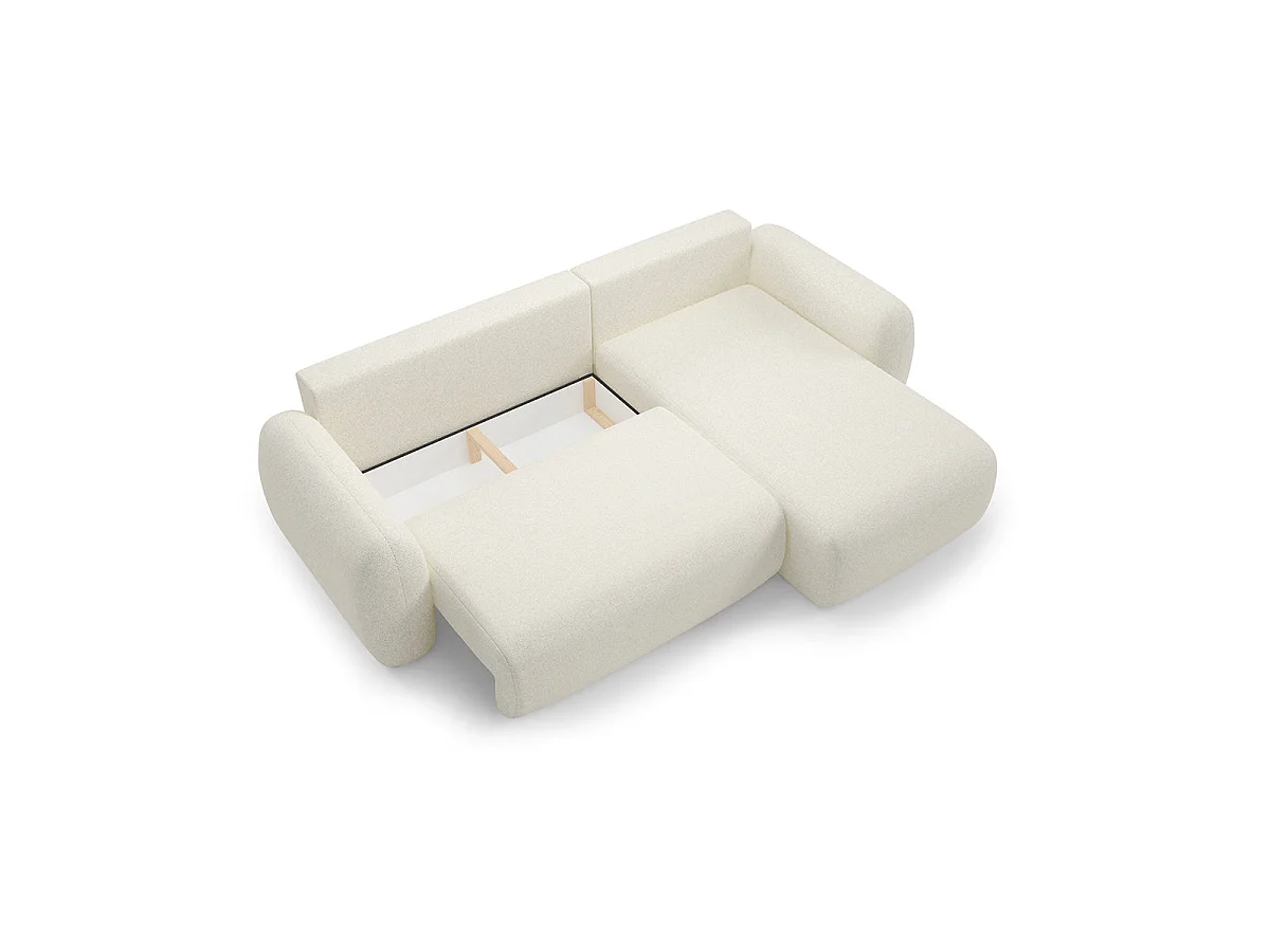 Canapé d'angle convertible 3 places réversible avec coffre en tissu blanc CARMELA