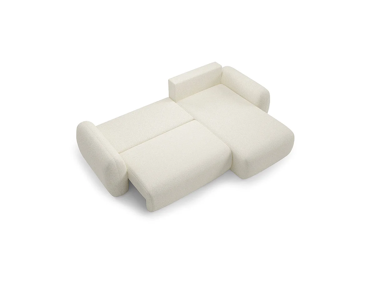 Canapé d'angle convertible 3 places réversible avec coffre en tissu blanc CARMELA