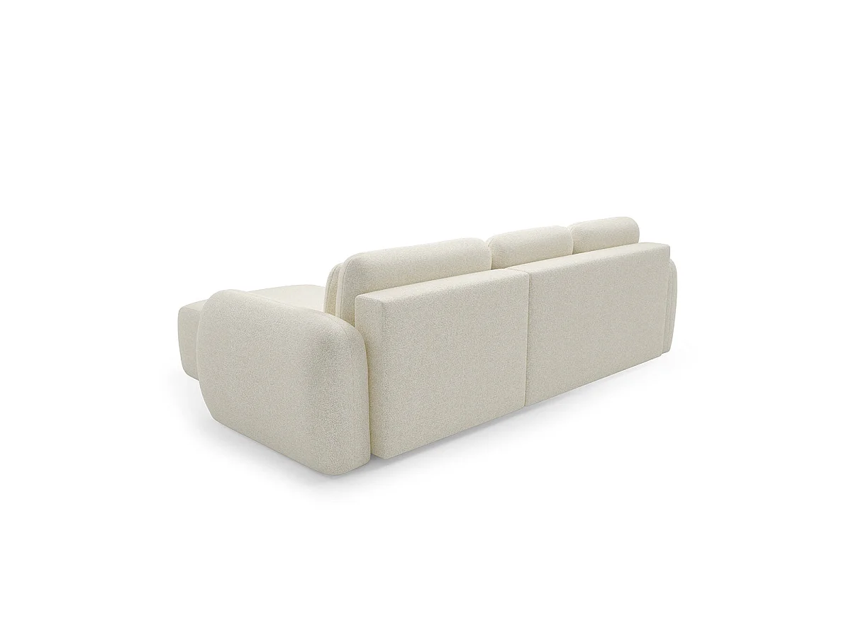 Canapé d'angle convertible 3 places réversible avec coffre en tissu blanc CARMELA