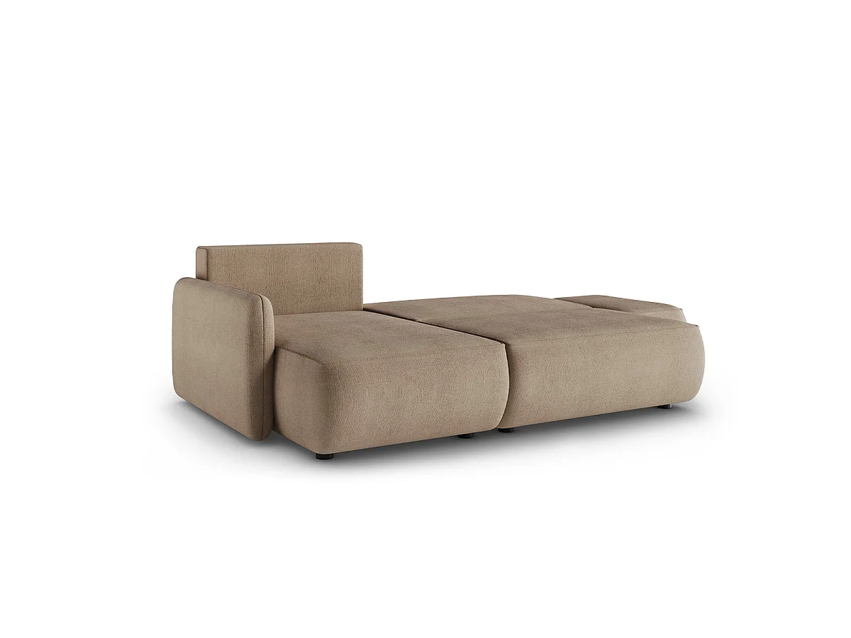 Canapé d'angle convertible 3 places réversible avec coffre en tissu taupe ALESSIO