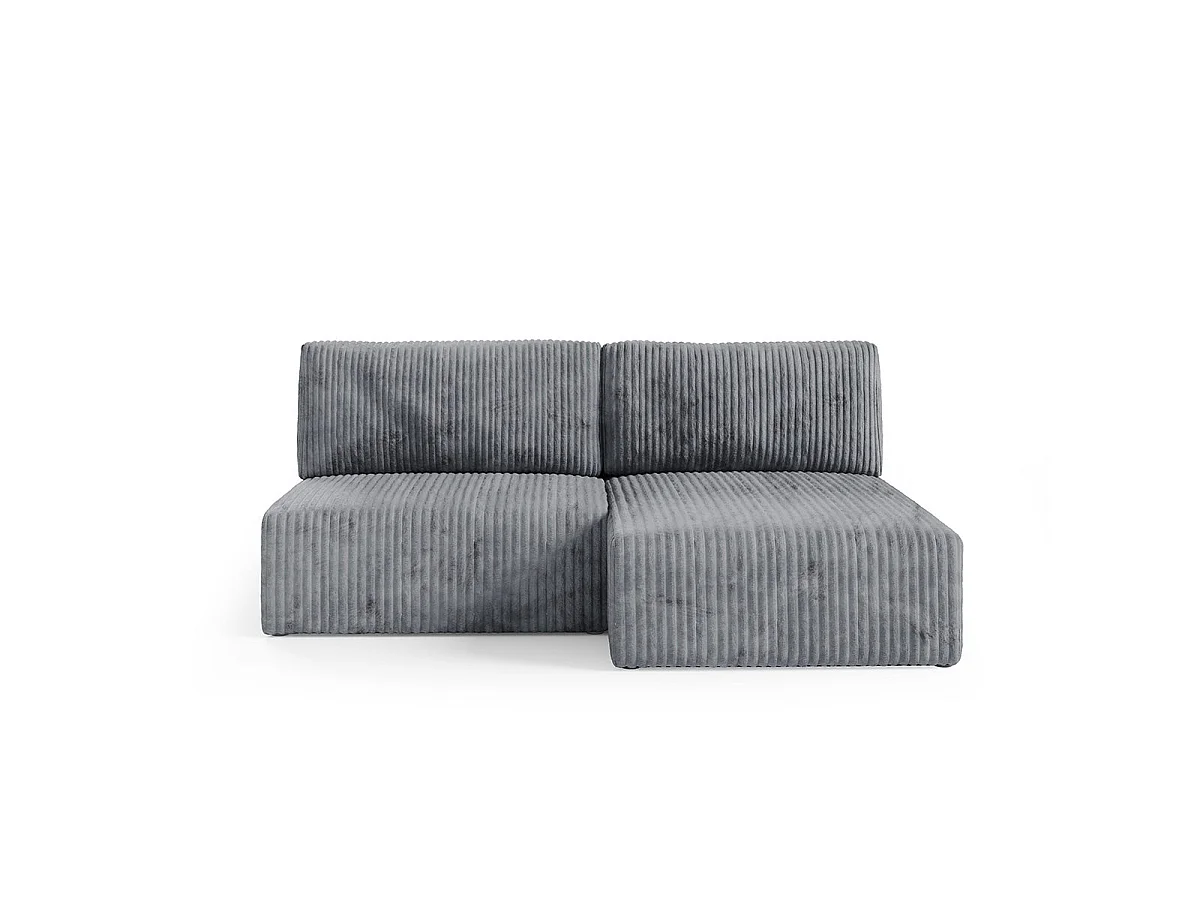 Canapé d'angle convertible 3 places réversible avec coffre en tissu gris foncé ANGEL