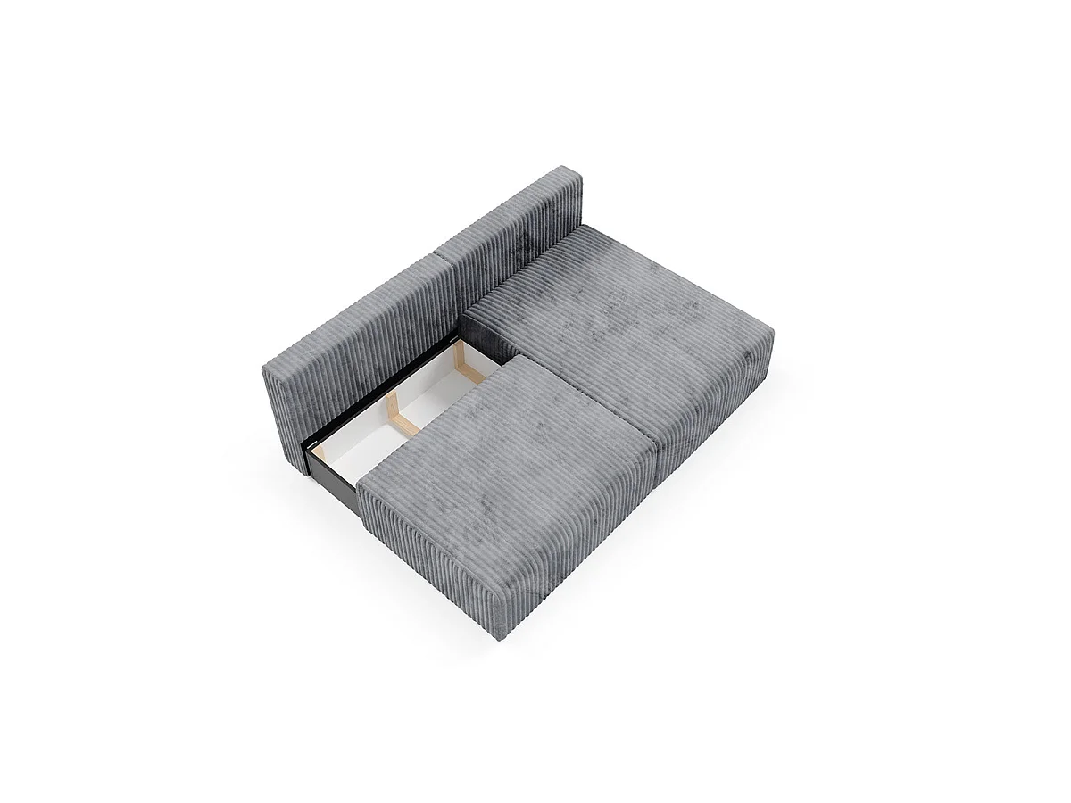 Canapé d'angle convertible 3 places réversible avec coffre en tissu gris foncé ANGEL