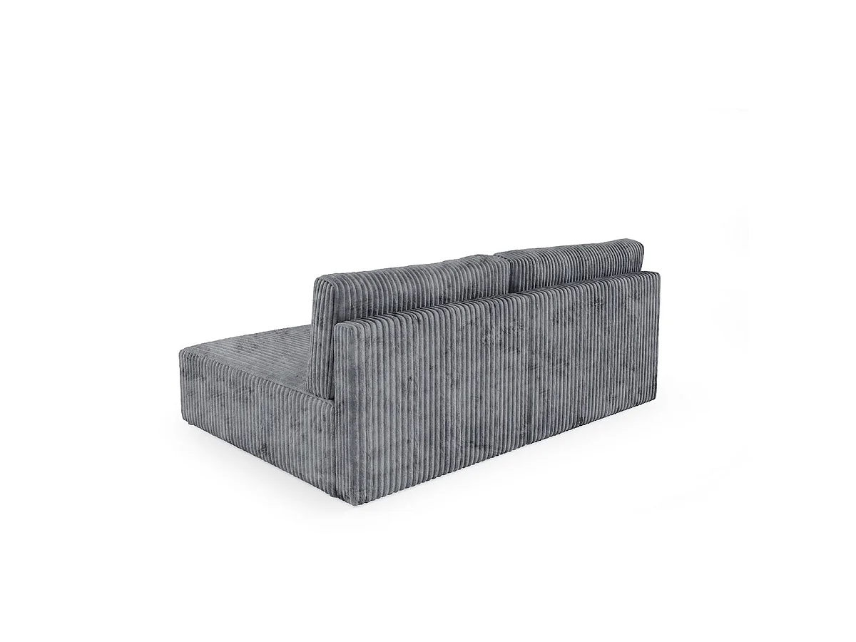 Canapé d'angle convertible 3 places réversible avec coffre en tissu gris foncé ANGEL