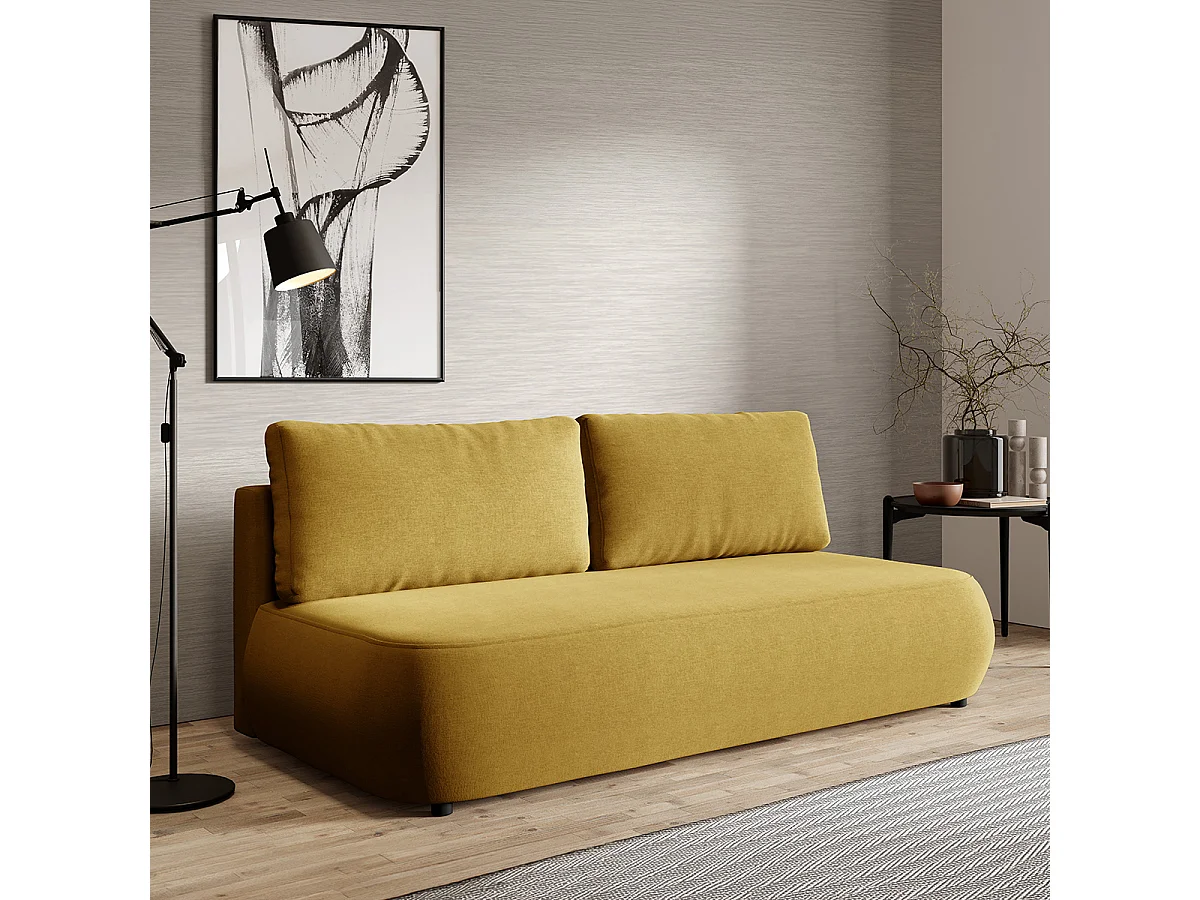 Canapé convertible 3 places avec coffre Antonio Jaune