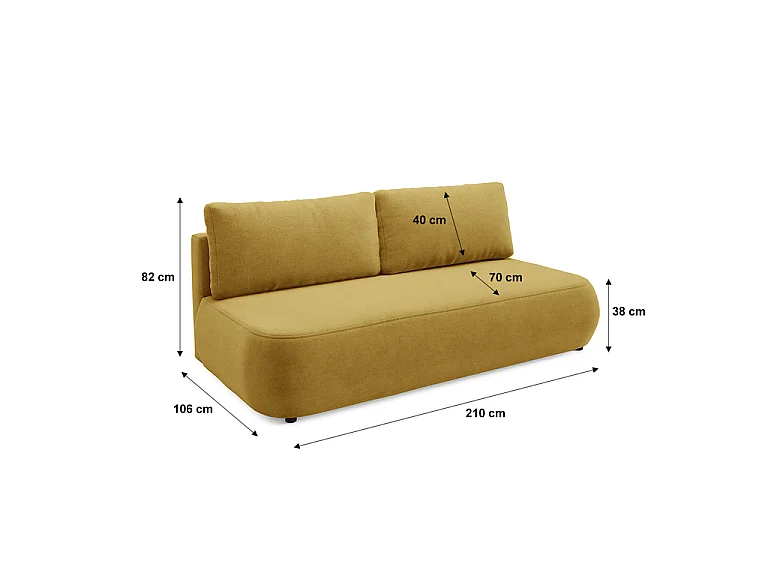 Canapé convertible 3 places avec coffre Antonio Jaune