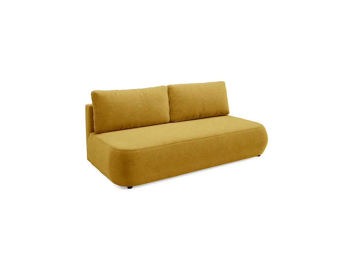 Canapé convertible 3 places avec coffre en tissu jaune ANTONIO