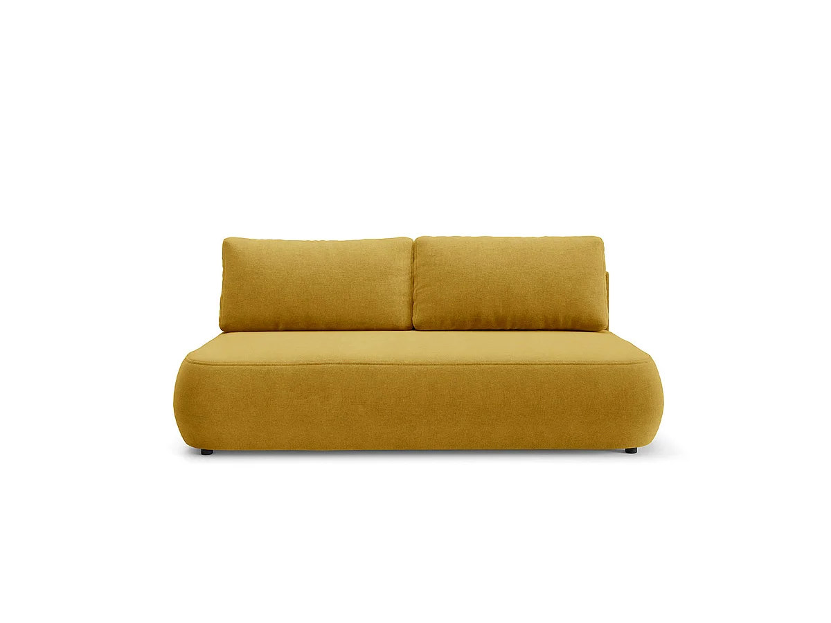Canapé convertible 3 places avec coffre en tissu jaune ANTONIO