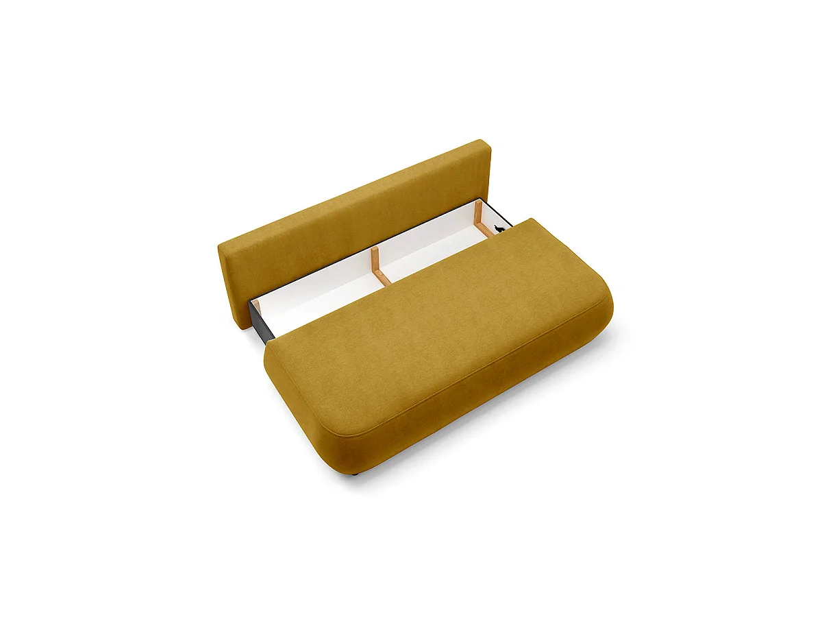 Canapé convertible 3 places avec coffre en tissu jaune ANTONIO