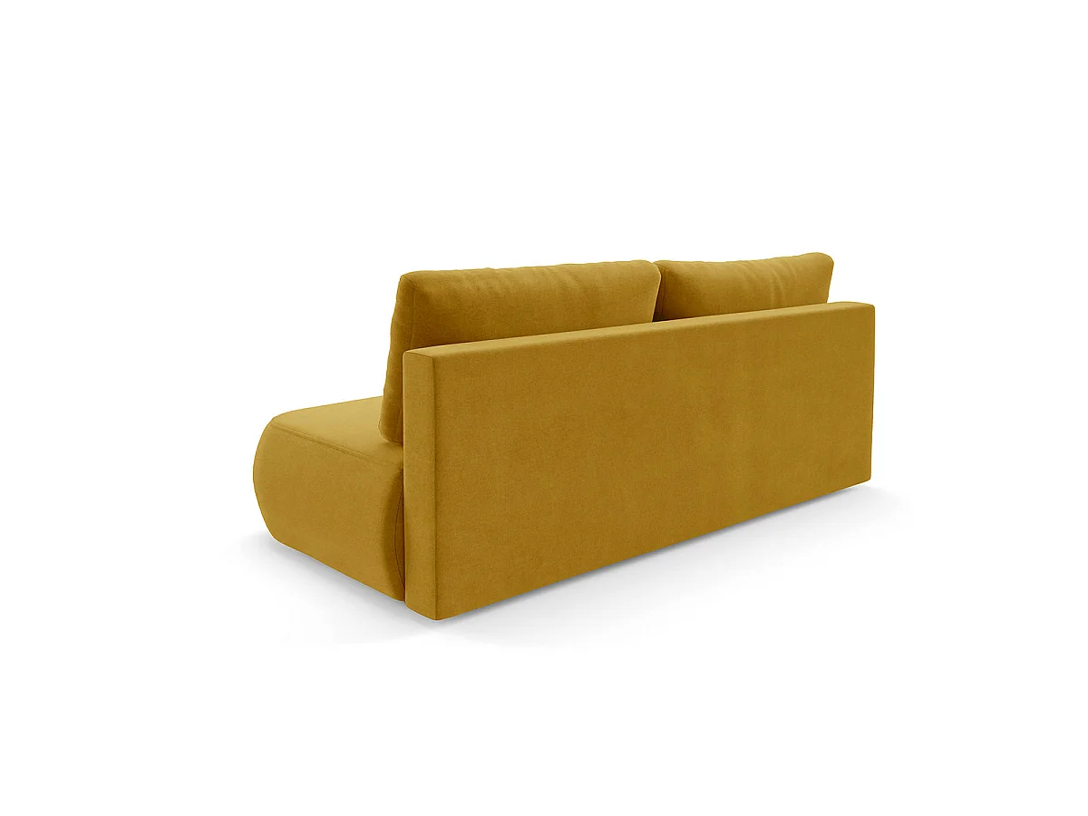 Canapé convertible 3 places avec coffre en tissu jaune ANTONIO