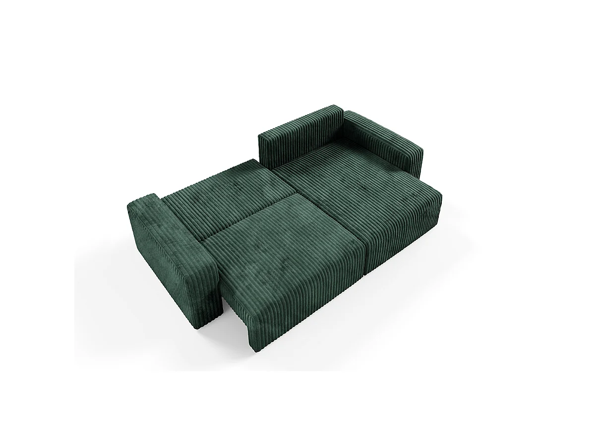 Canapé d'angle réversible et convertible 3 places avec coffre et accoudoirs Angela Vert sapin