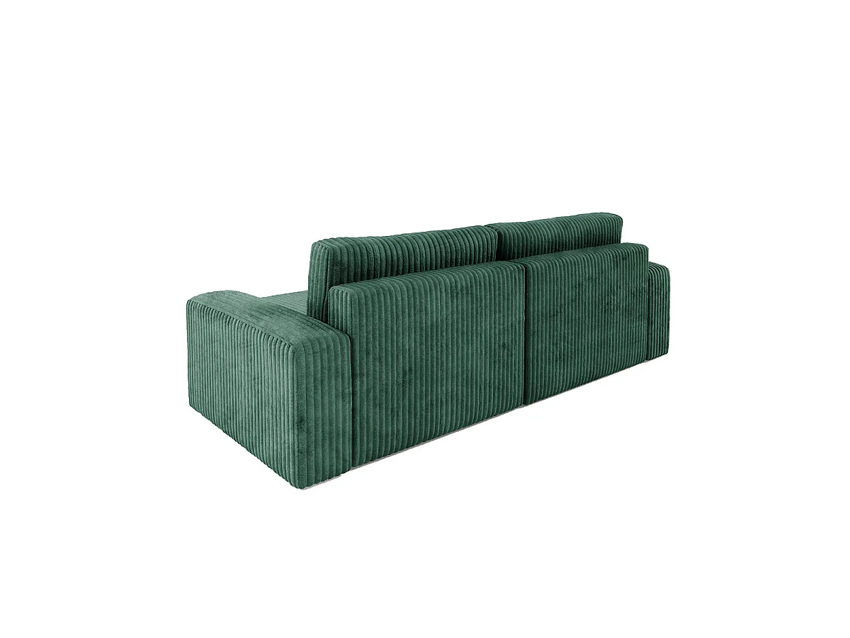 Canapé d'angle convertible 3 places réversible avec coffre en tissu vert sapin ANGELA