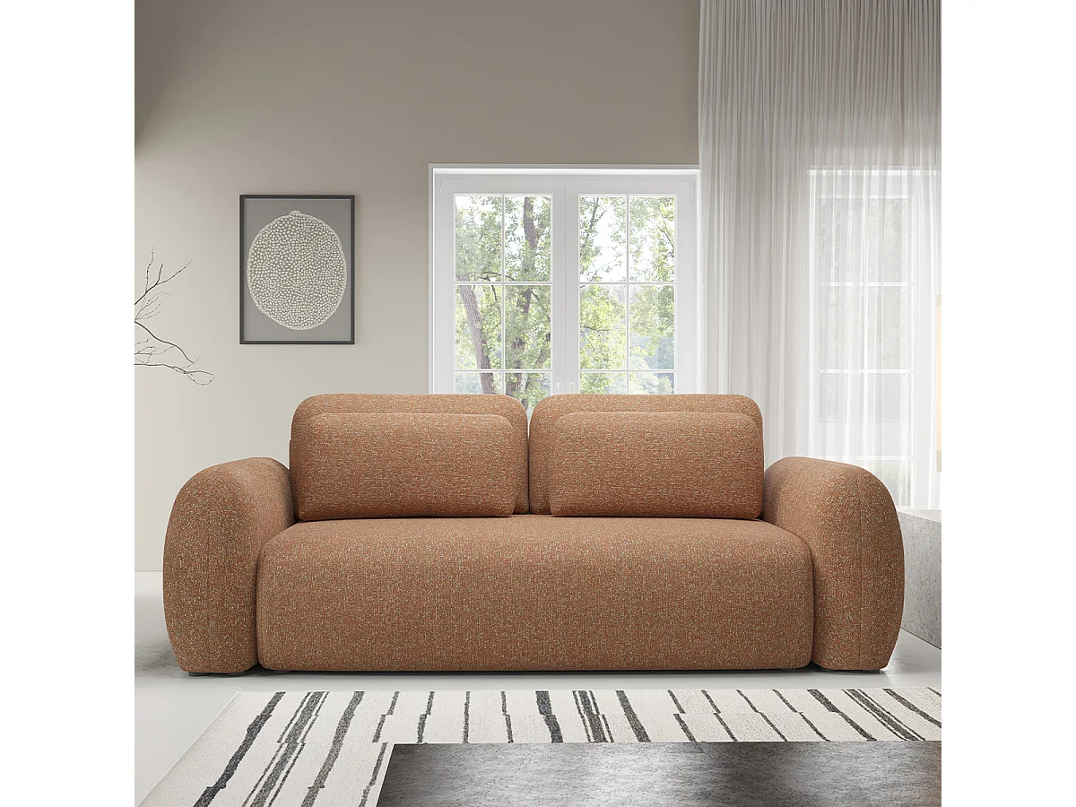 Canapé convertible 3 places avec coffre Carmela Orange