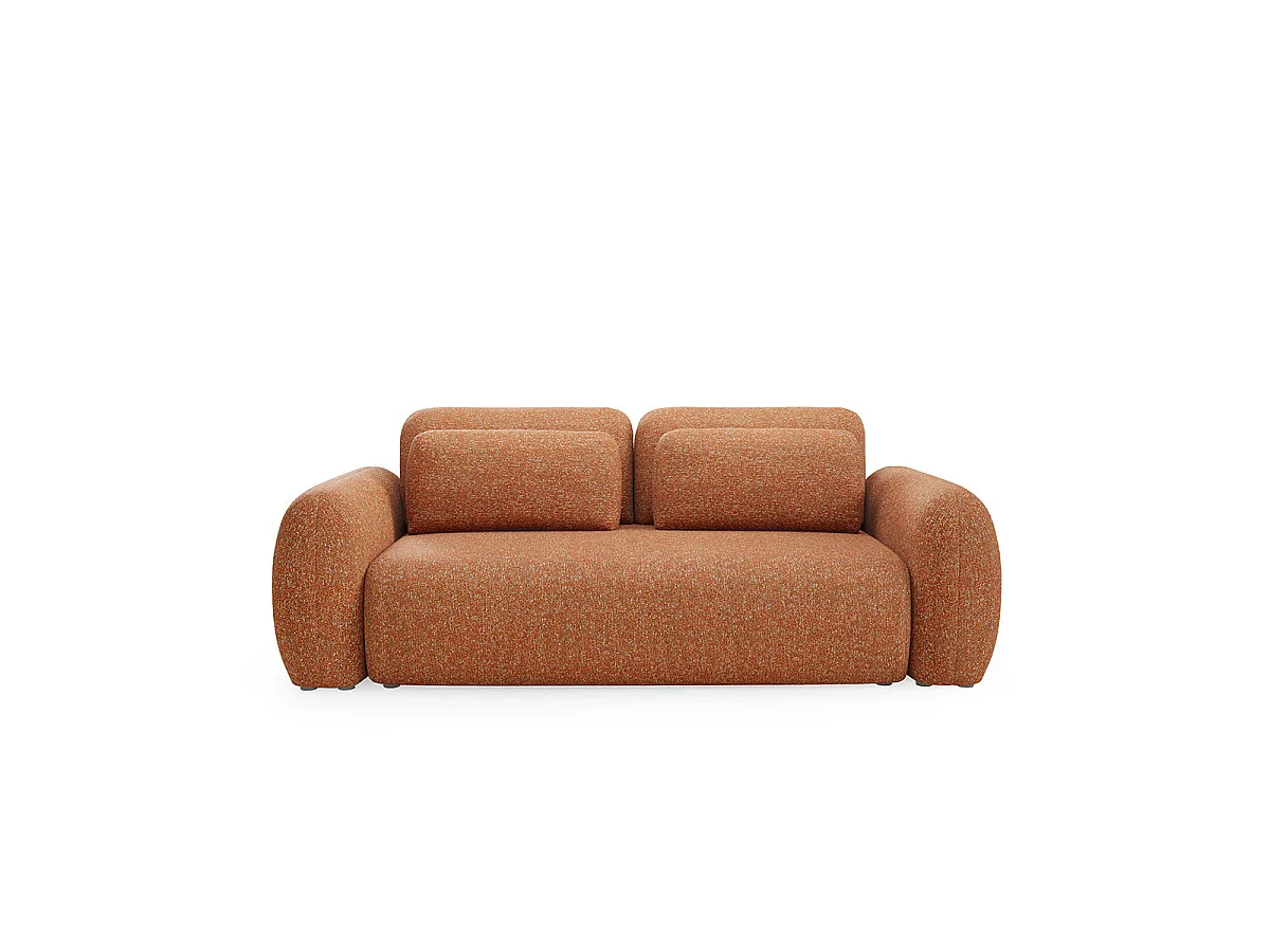 Canapé convertible 3 places avec coffre en tissu orange CARMELA