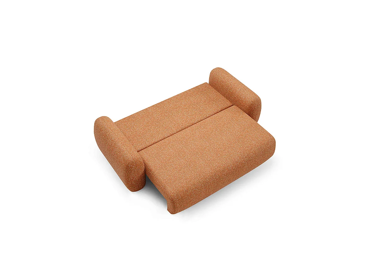Canapé convertible 3 places avec coffre en tissu orange CARMELA