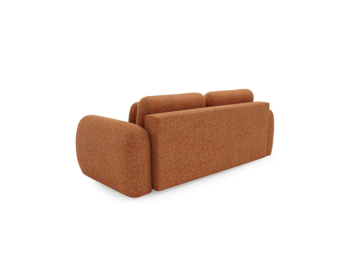 Canapé convertible 3 places avec coffre en tissu orange CARMELA
