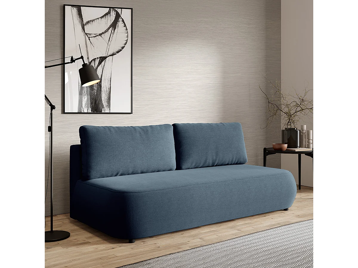 Canapé convertible 3 places avec coffre Antonio Bleu