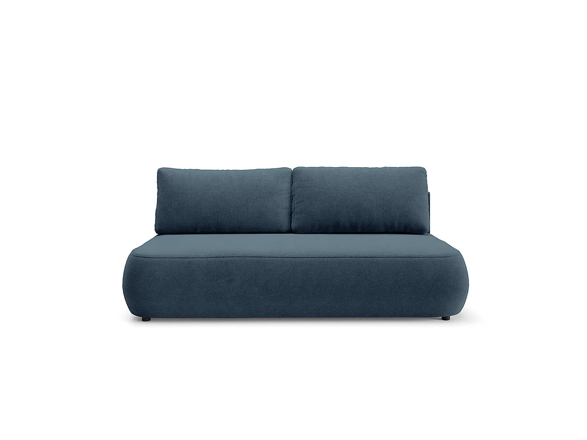 Canapé convertible 3 places avec coffre en tissu bleu ANTONIO