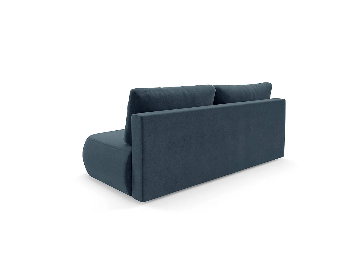 Canapé convertible 3 places avec coffre en tissu bleu ANTONIO