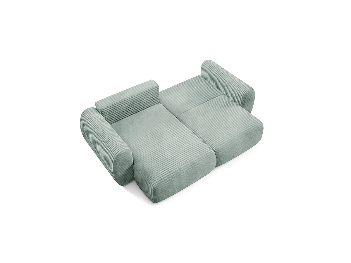 Canapé d'angle réversible et convertible 3 places avec coffre Camilla Vert d'eau