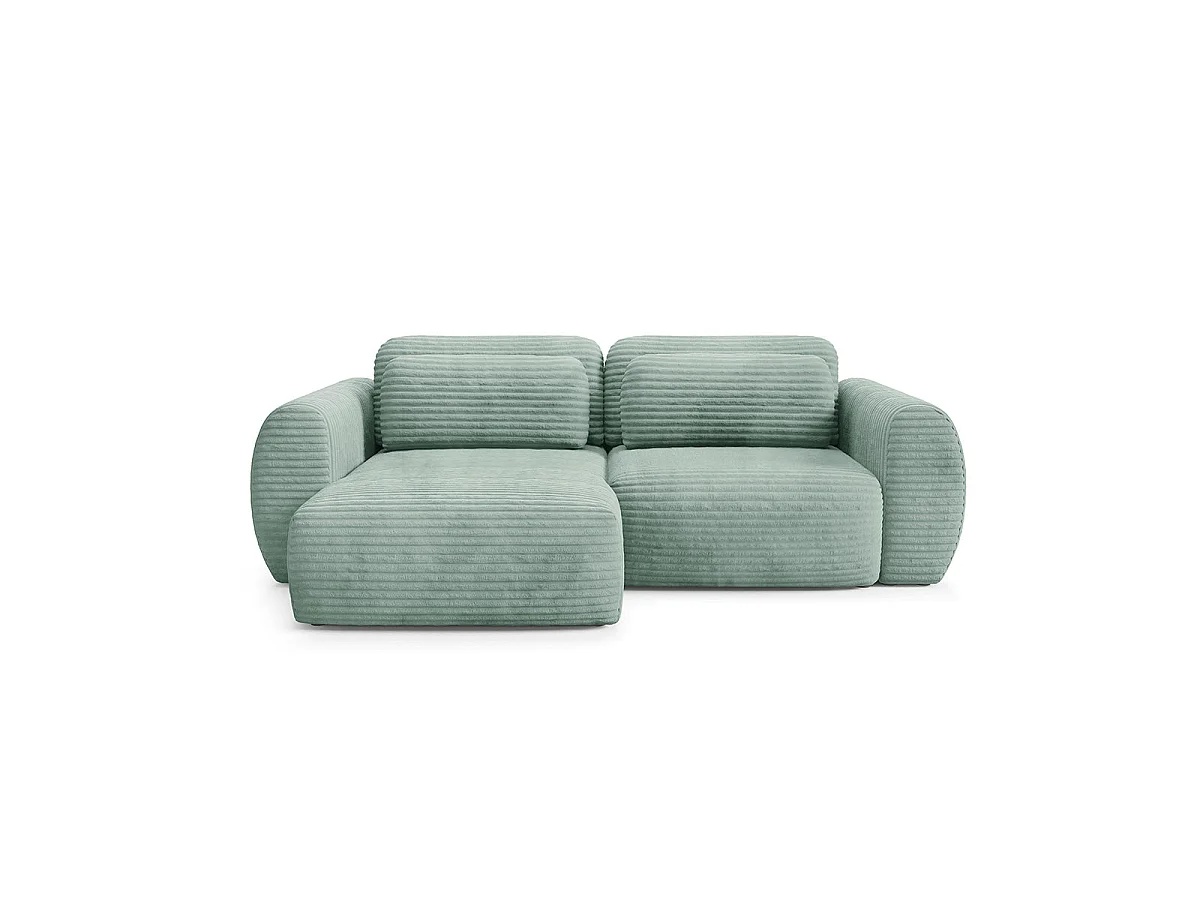 Canapé d'angle convertible 3 places réversible avec coffre en tissu vert CAMILLA