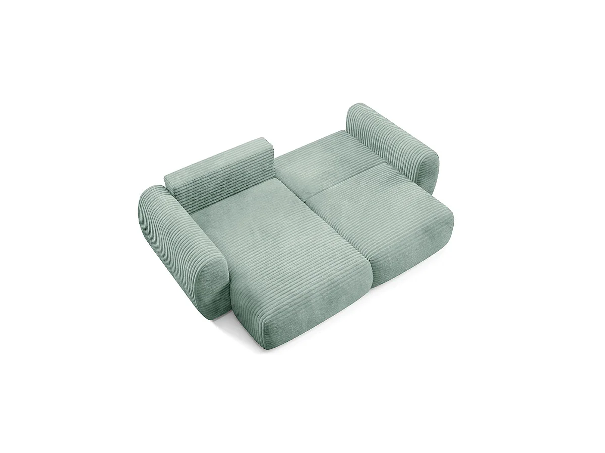 Canapé d'angle convertible 3 places réversible avec coffre en tissu vert CAMILLA