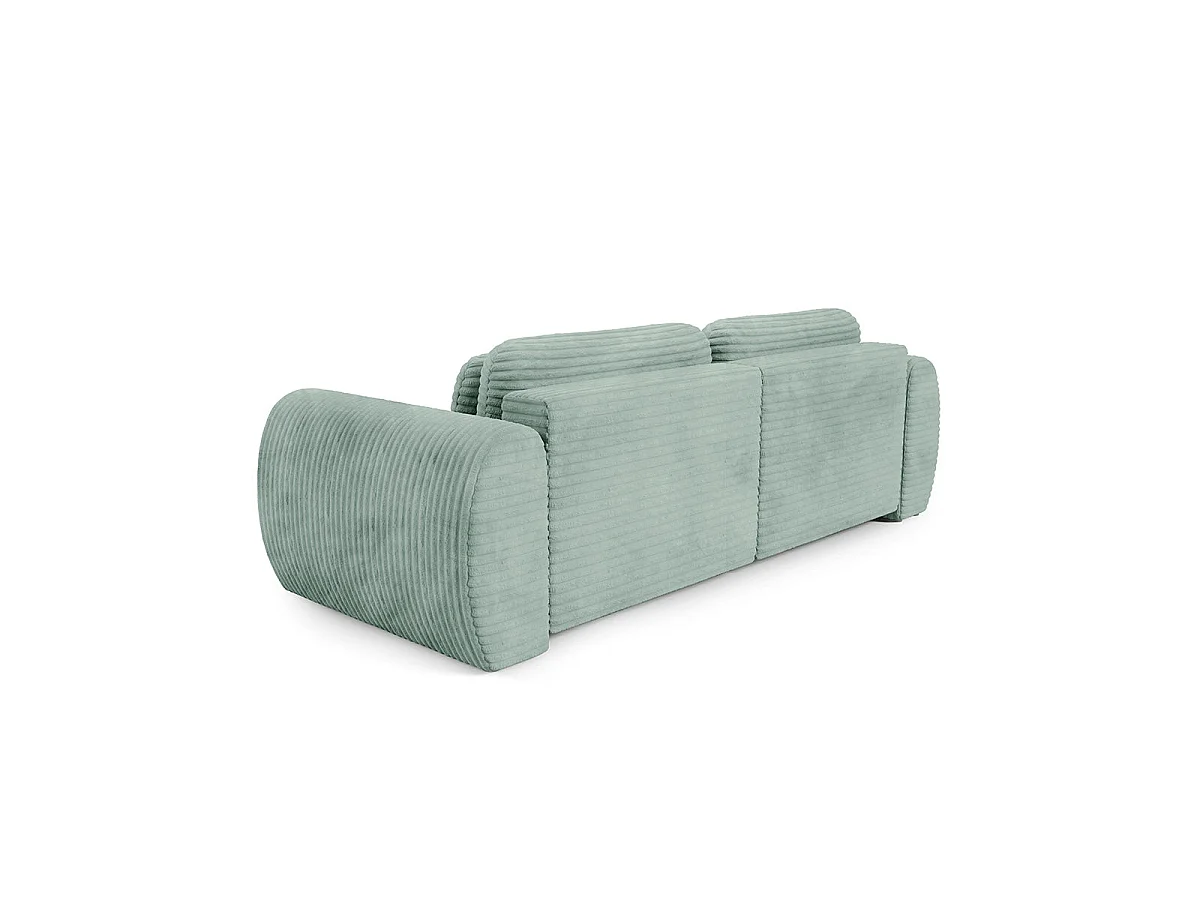Canapé d'angle convertible 3 places réversible avec coffre en tissu vert CAMILLA