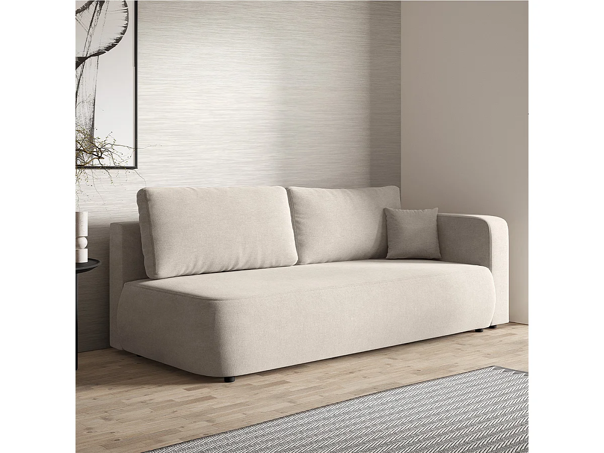 Canapé convertible 3 places avec coffre et accoudoir réversible Antonio Gris clair