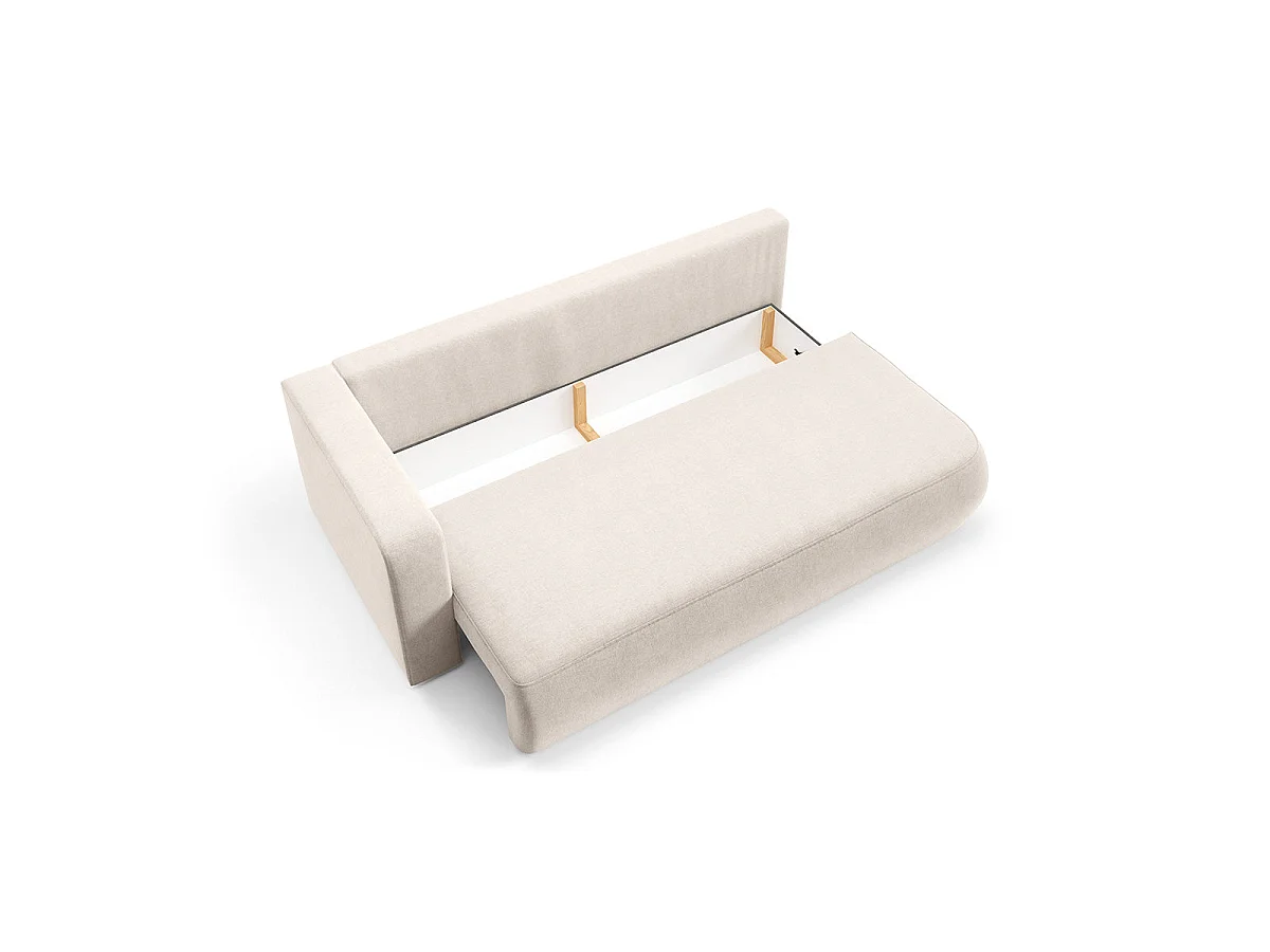 Canapé convertible 3 places réversible avec coffre en tissu beige ANTONIO