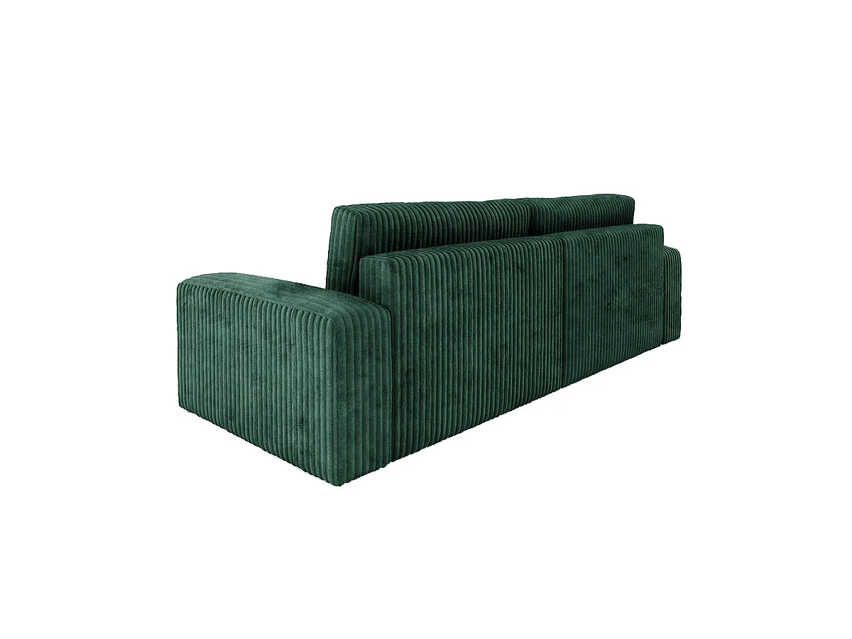 Canapé convertible 3 places avec coffre en tissu vert sapin ANGELA