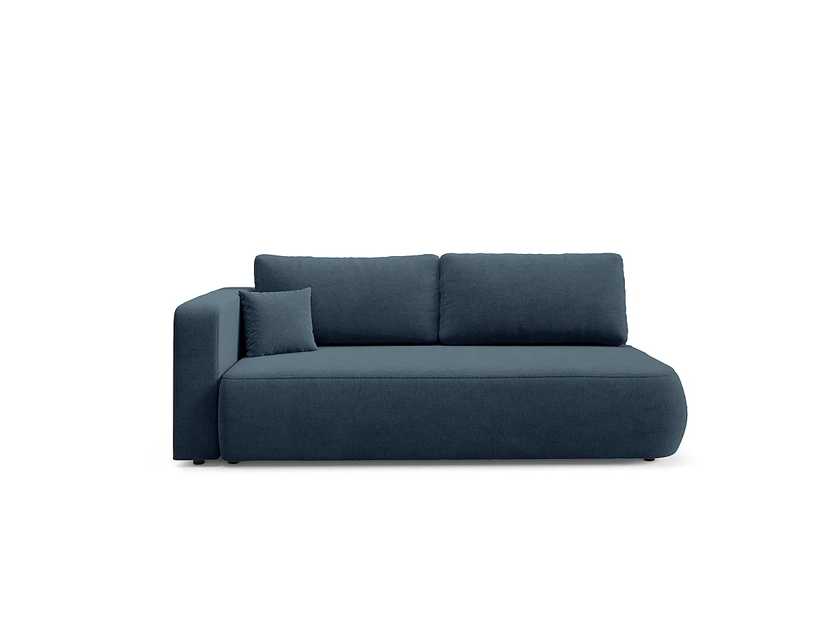 Canapé convertible 3 places réversible avec coffre en tissu bleu ANTONIO