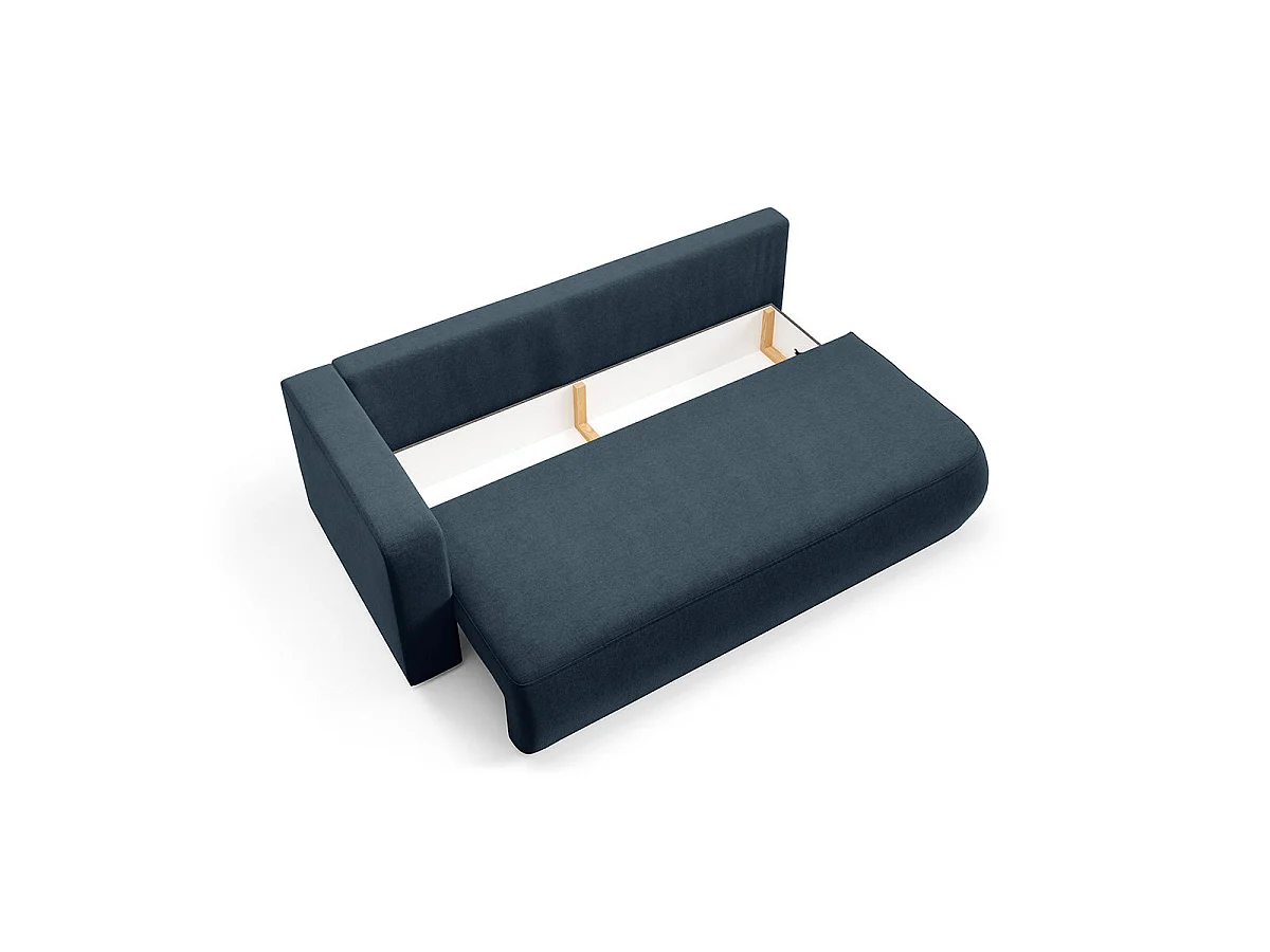 Canapé convertible 3 places réversible avec coffre en tissu bleu ANTONIO