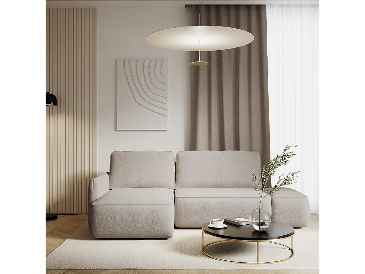 Canapé d'angle réversible et convertible 3 places avec coffre Alessio Gris clair