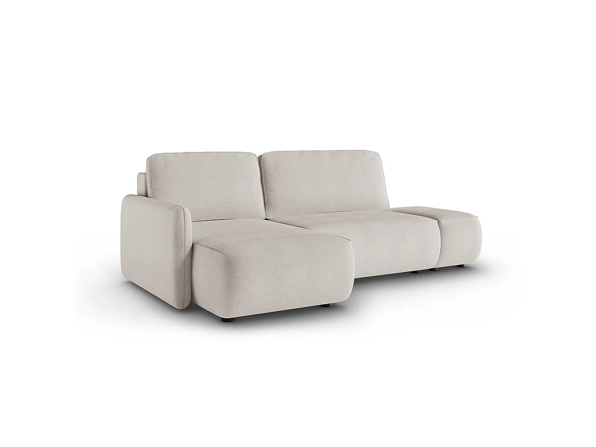 Canapé d'angle convertible 3 places réversible avec coffre en tissu gris clair ALESSIO