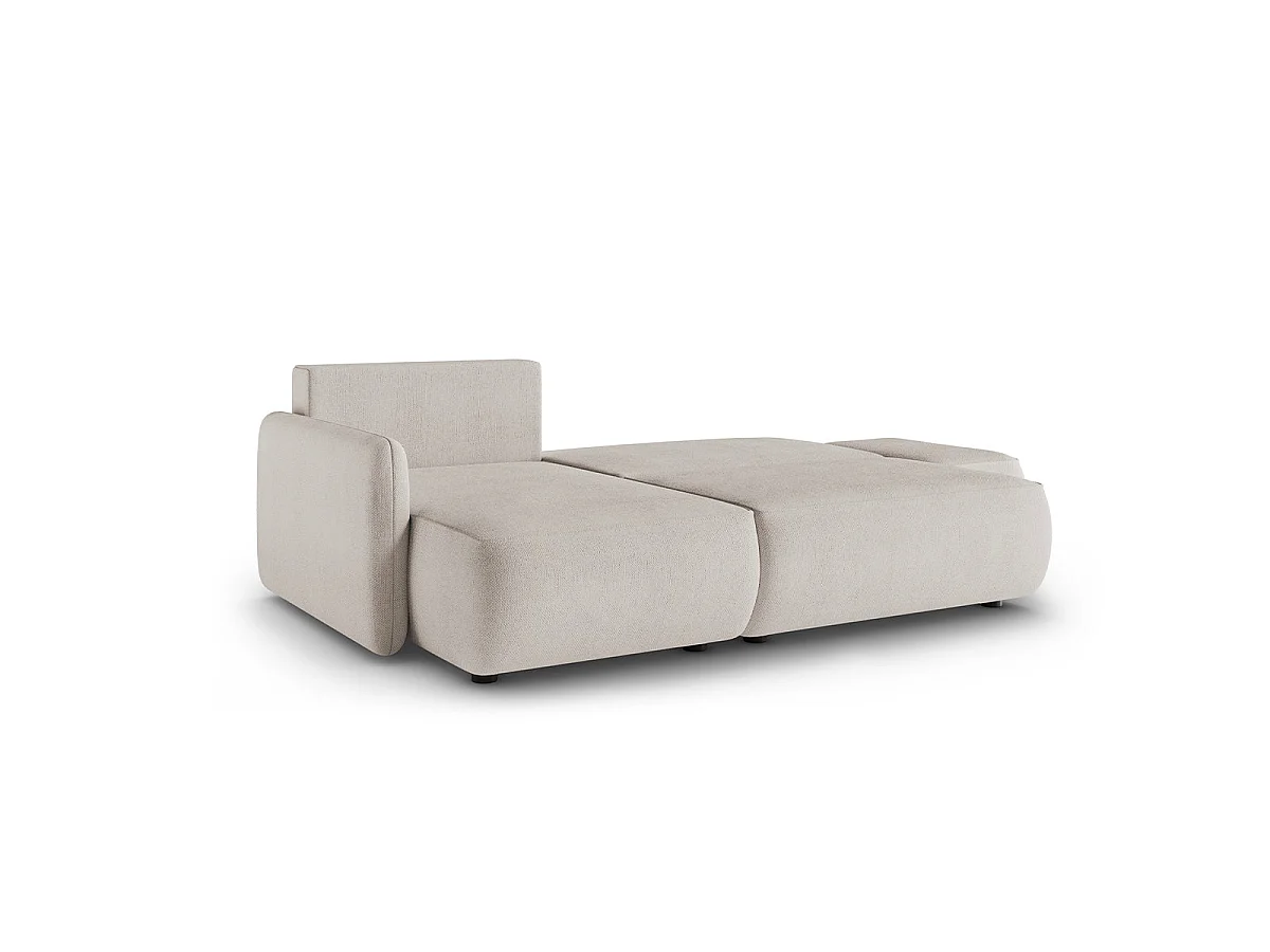 Canapé d'angle convertible 3 places réversible avec coffre en tissu gris clair ALESSIO