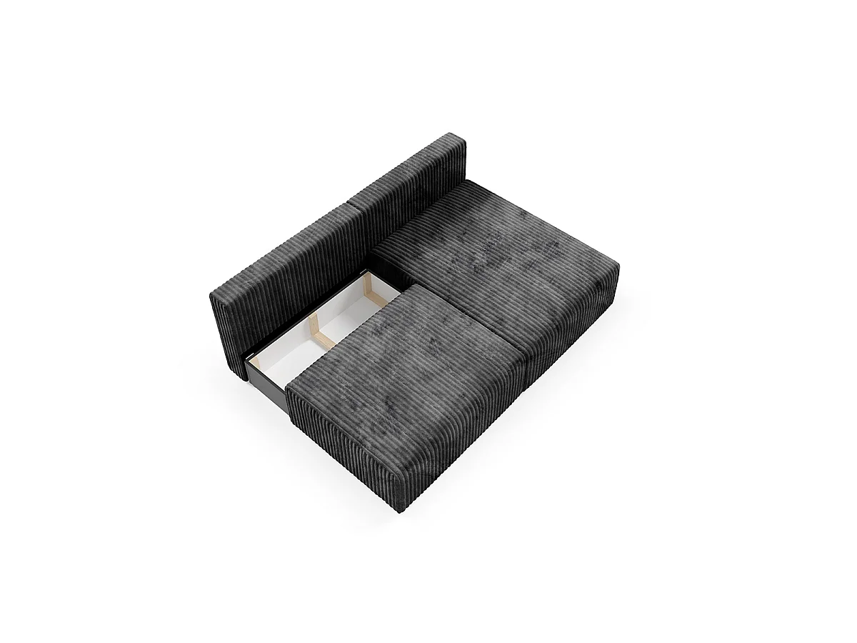 Canapé d'angle réversible et convertible 3 places avec coffre Angela Noir