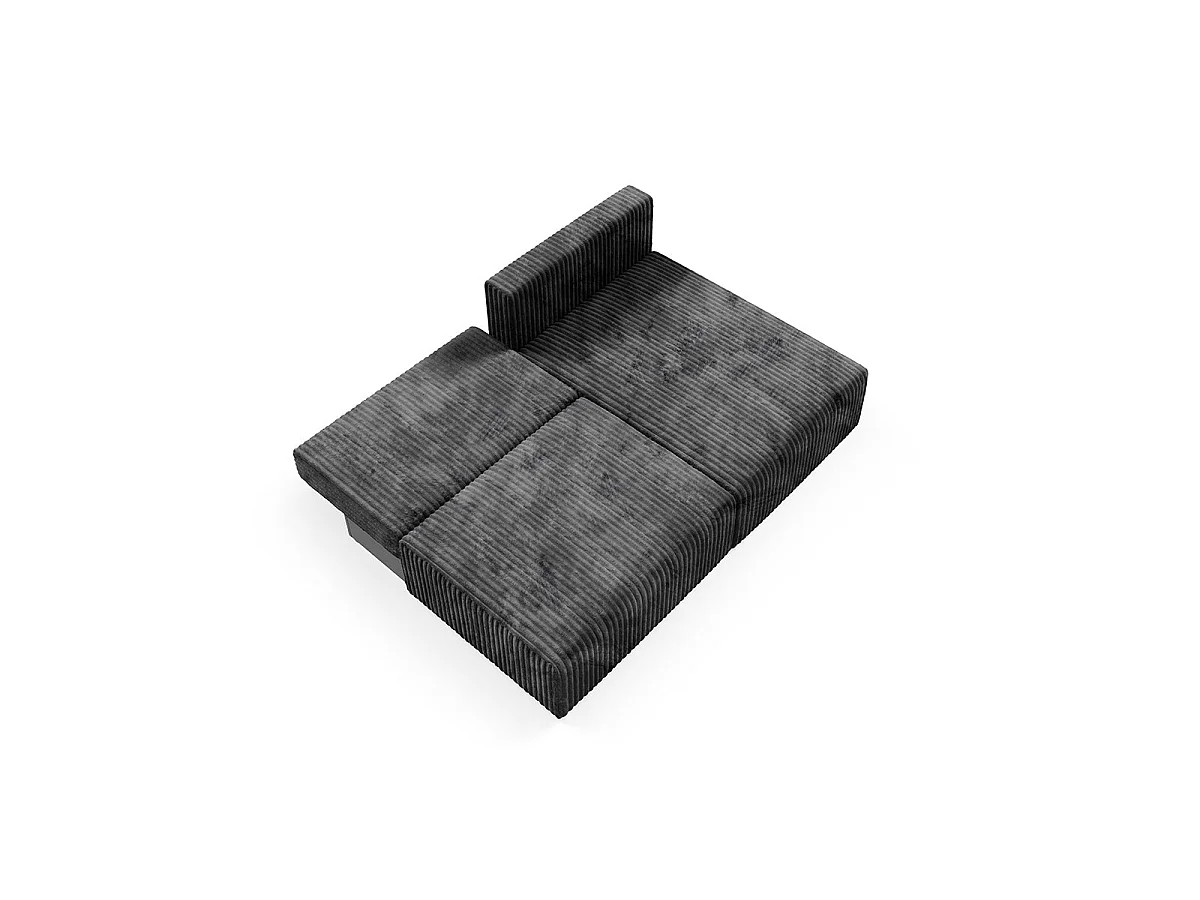 Canapé d'angle convertible 3 places réversible avec coffre en tissu noir ANGEL