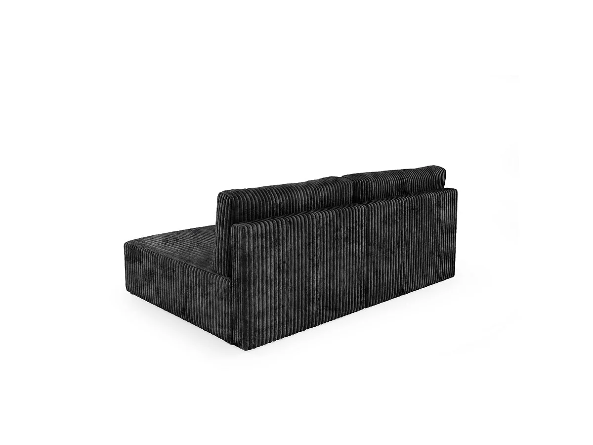 Canapé d'angle convertible 3 places réversible avec coffre en tissu noir ANGEL