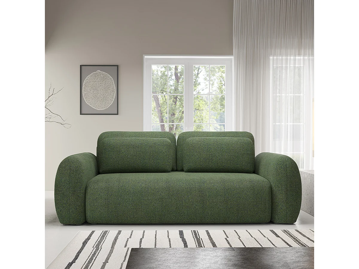 Canapé convertible 3 places avec coffre Carmela Vert