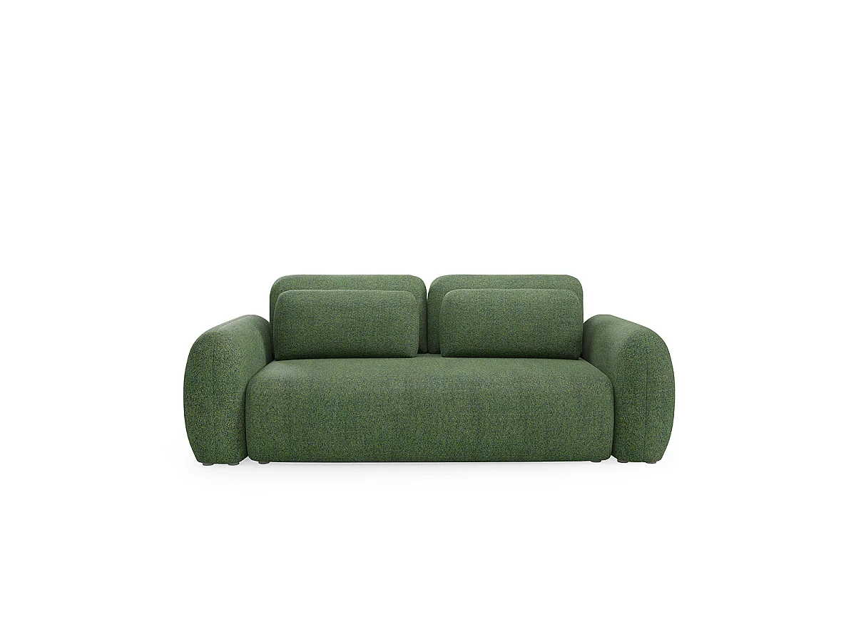Canapé convertible 3 places avec coffre en tissu vert CARMELA