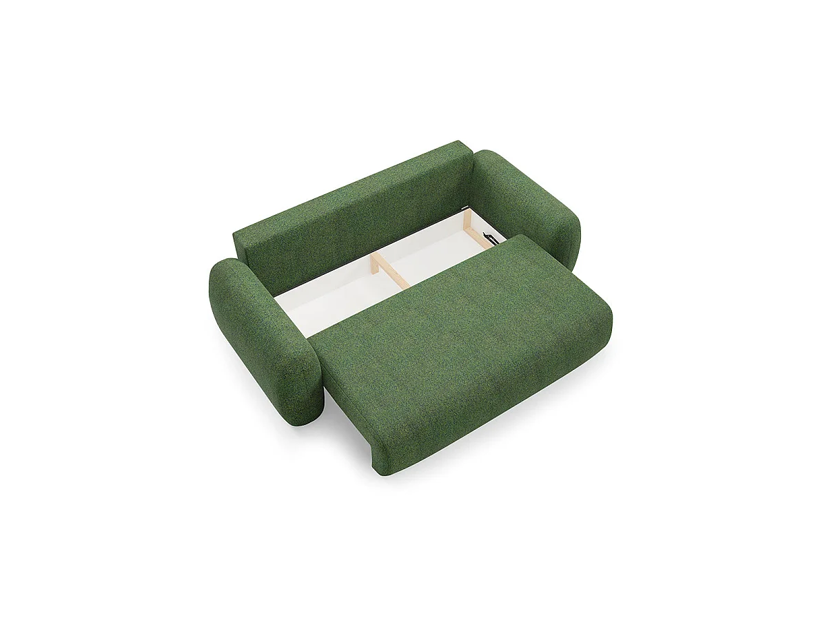 Canapé convertible 3 places avec coffre en tissu vert CARMELA