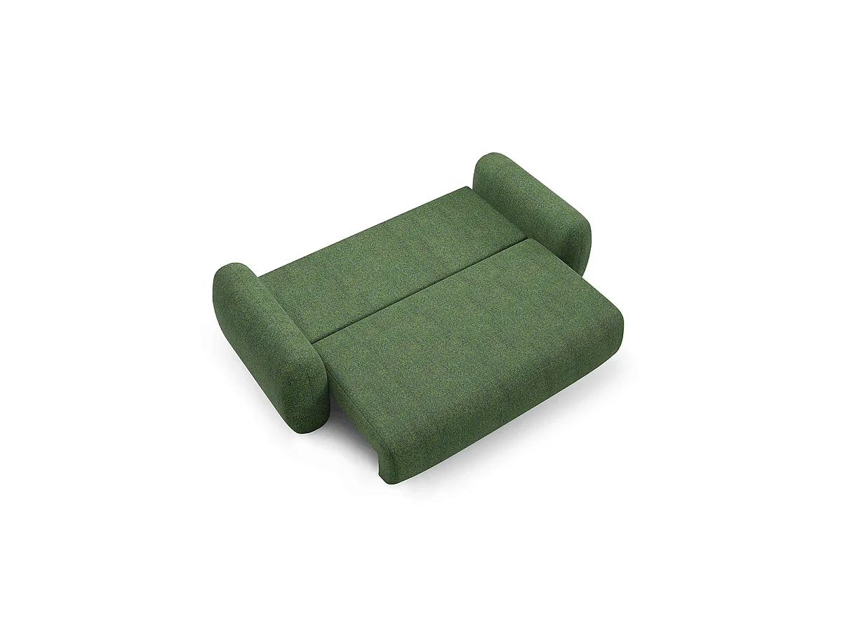 Canapé convertible 3 places avec coffre en tissu vert CARMELA