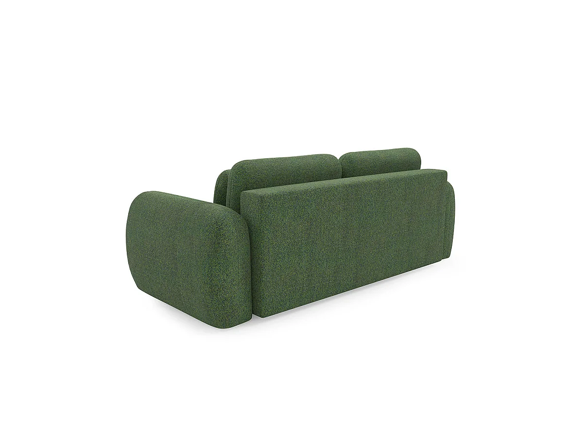 Canapé convertible 3 places avec coffre en tissu vert CARMELA