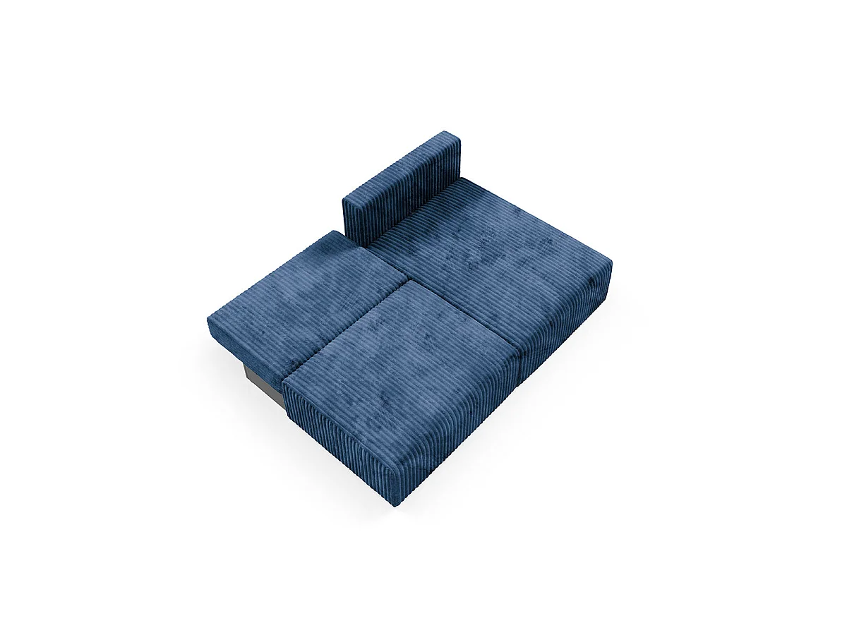 Canapé d'angle convertible 3 places réversible avec coffre en tissu bleu marine ANGEL