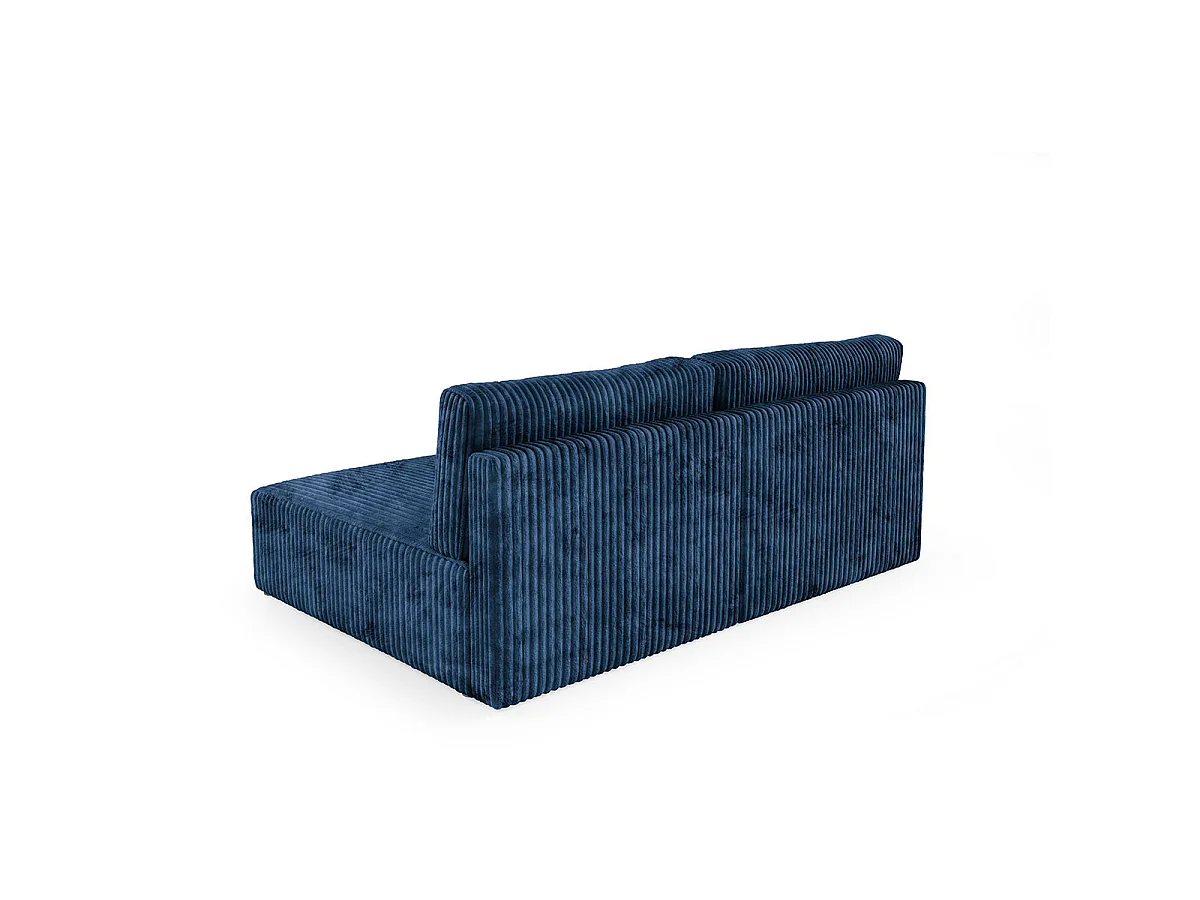 Canapé d'angle convertible 3 places réversible avec coffre en tissu bleu marine ANGEL